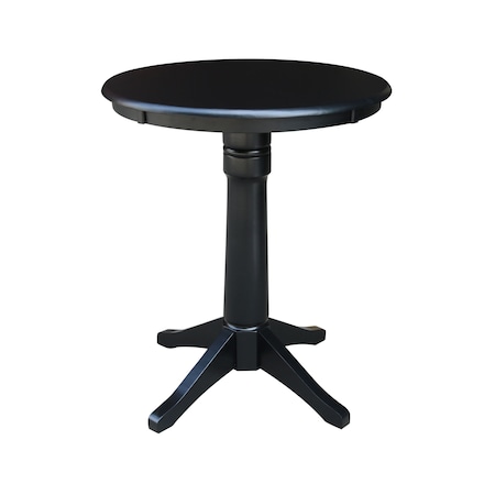 International Concepts Round 30 in Round Top Pedestal Table, 34.9 inH, Black, 30 W, 30 L, 35.9 in H, Wood, Black K46-30RT-27B-6B